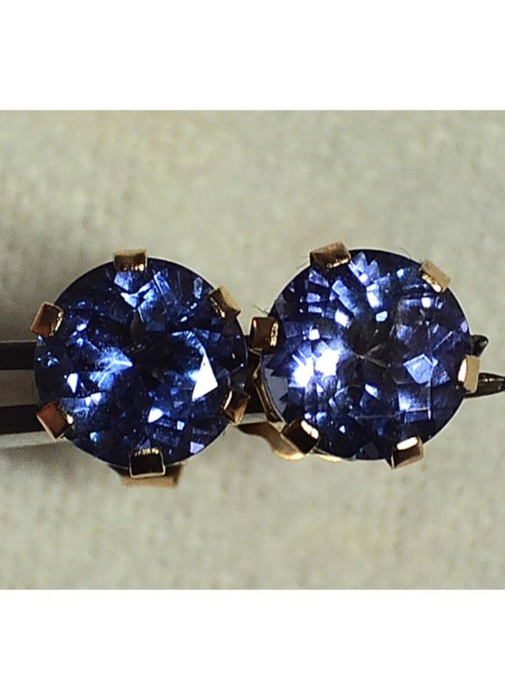 14Kt Yellow Gold Genuine 6mm Round Tanzanite Stud Earrings